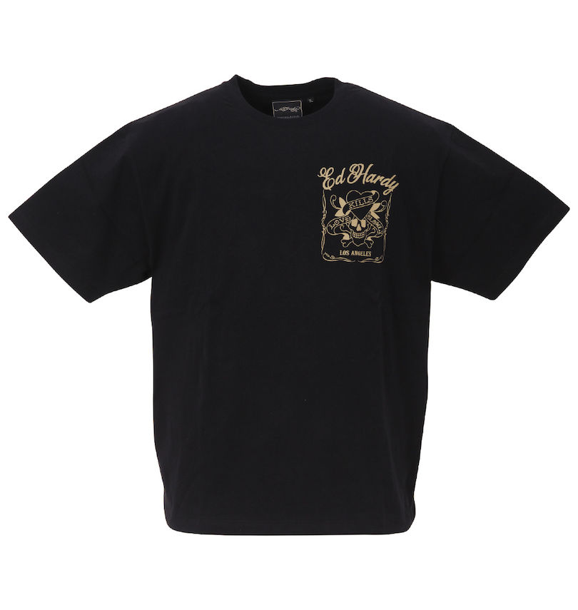大きいサイズ メンズ Ed Hardy (エドハーディ) 天竺プリント&刺繍半袖Tシャツ