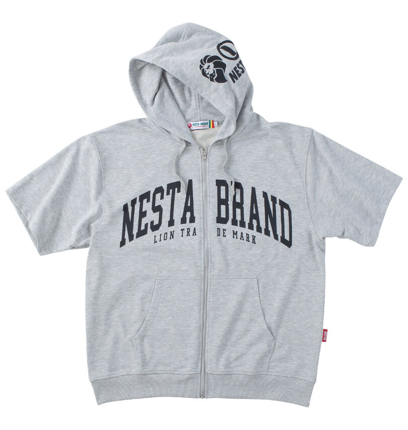 大きいサイズ メンズ NESTA BRAND (ネスタブランド) ミニ裏毛半袖フルジップパーカー
                        
