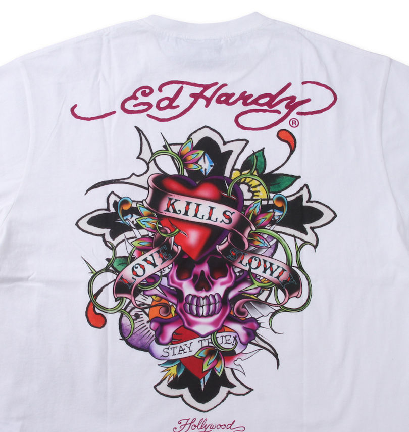 大きいサイズ メンズ Ed Hardy (エドハーディ) 天竺プリント半袖Tシャツ
                        バックプリント