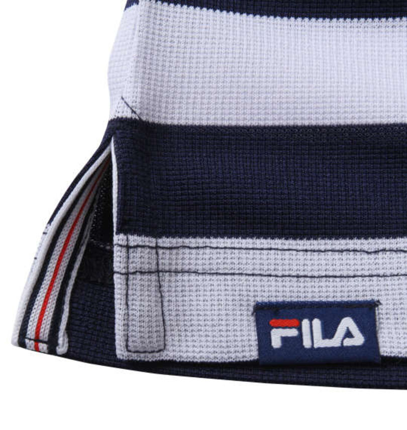 大きいサイズ メンズ FILA GOLF (フィラゴルフ) ボーダーラガー半袖シャツ
                        裾サイドスリット・ピスネーム