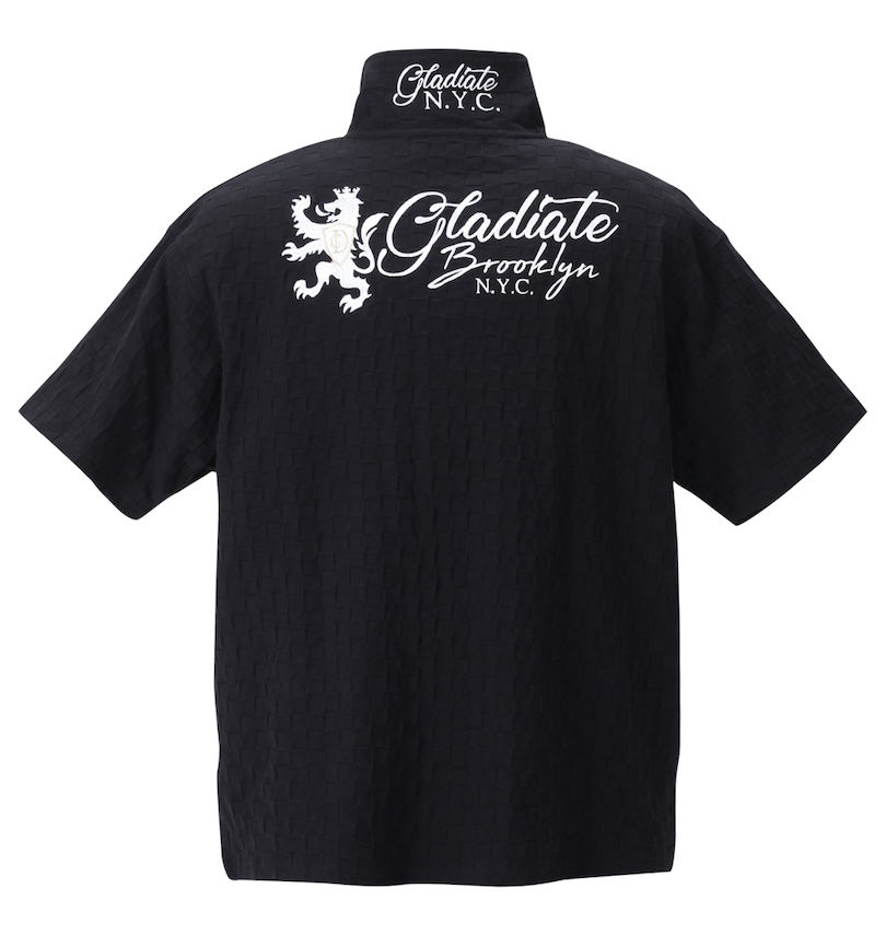 大きいサイズ メンズ GLADIATE (グラディエイト) 刺繍ブロックジャガード半袖ポロシャツ バックスタイル