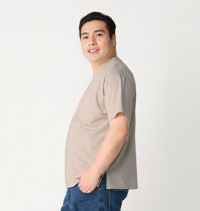大きいサイズ メンズ EL.FO (エルフォ) 無地ポケット付タフ衿クルーネック半袖Tシャツ
                        