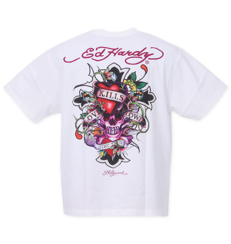 大きいサイズ メンズ Ed Hardy (エドハーディ) 天竺プリント半袖Tシャツ
                        バックスタイル