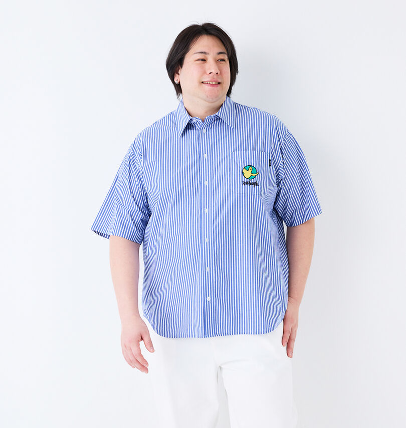 大きいサイズ メンズ (What it isNt) (ワットイットイズント) ストライプ半袖シャツ
                        