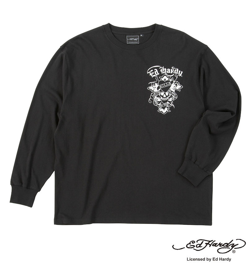 大きいサイズ メンズ Ed Hardy (エドハーディ) 天竺プリント長袖Tシャツ
                        