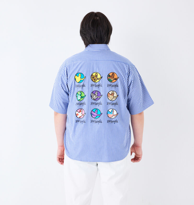 大きいサイズ メンズ (What it isNt) (ワットイットイズント) ストライプ半袖シャツ
                        身長：182cm/バスト：123cm/着用サイズ：3L