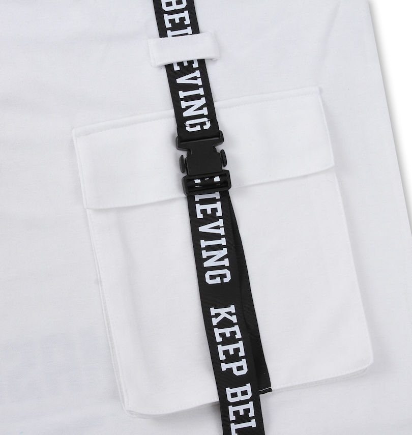 大きいサイズ メンズ SHOCK NINE (ショックナイン) ポンチテープ使いポケット付半袖Tシャツ サイドポケット
