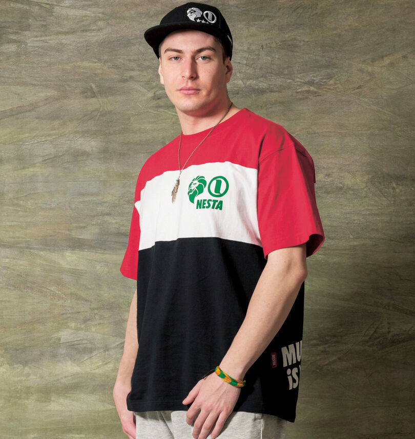 大きいサイズ メンズ NESTA BRAND (ネスタブランド) 天竺切替半袖Tシャツ
                        