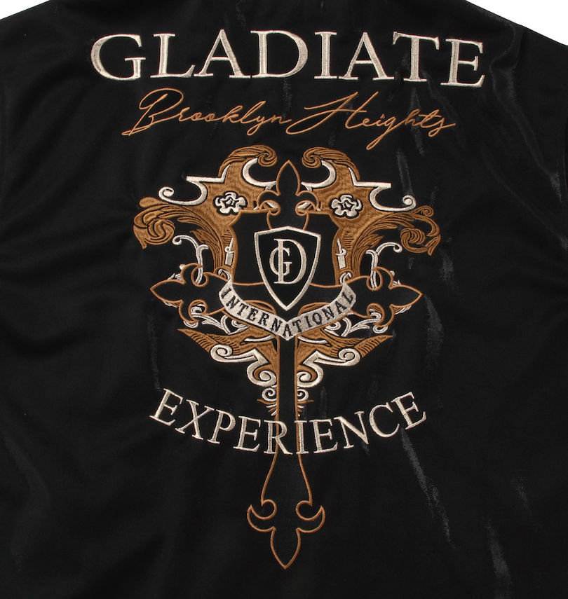 大きいサイズ メンズ GLADIATE (グラディエイト) 刺繍ラメ鹿の子半袖ジャージセット バック刺繍