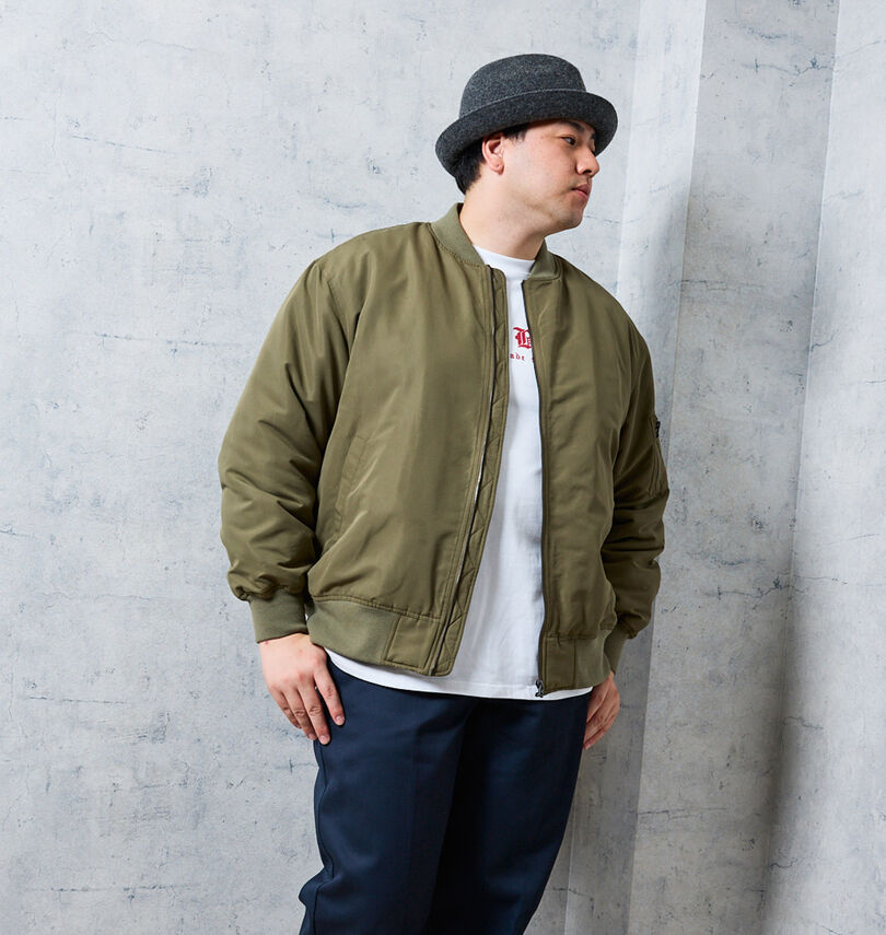 大きいサイズ メンズ Mc.S.P (エムシーエスピー) ポリピーチ薄中綿MA-1ジャケット
身長:182cm/バスト:123cm/ウエスト:114cm/着用サイズ:3L