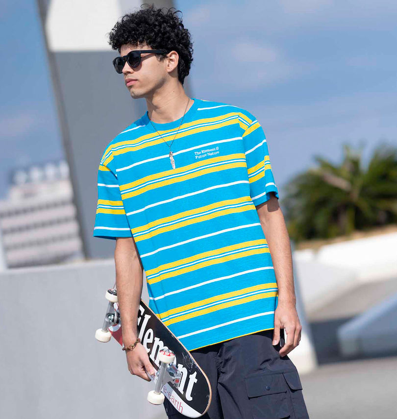 大きいサイズ メンズ ELEMENT (エレメント) BIG BORDER半袖Tシャツ
                        モデル着用イメージ