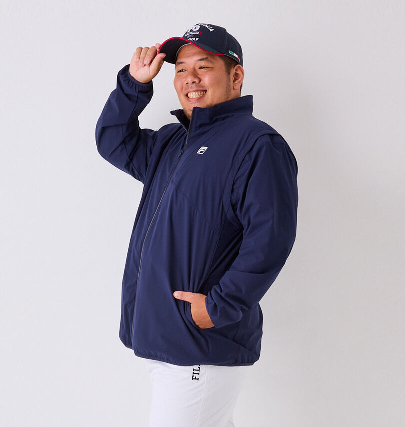 大きいサイズ メンズ FILA GOLF (フィラゴルフ) 袖脱着裏メッシュストレッチブルゾン