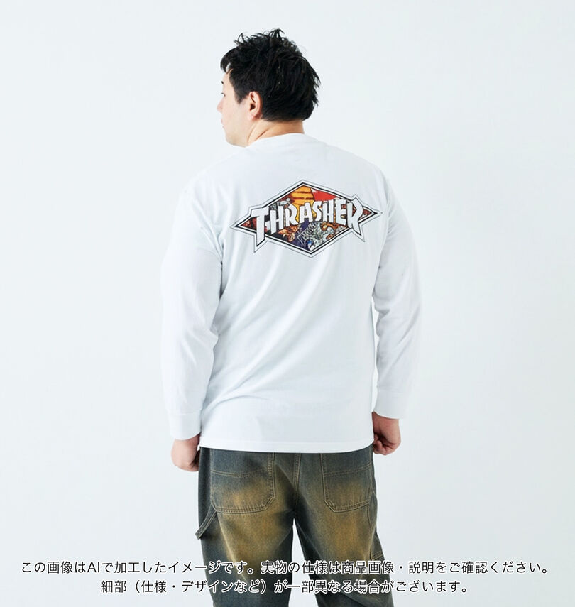 大きいサイズ メンズ THRASHER (スラッシャー) Diamond Logo長袖Tシャツ
                        