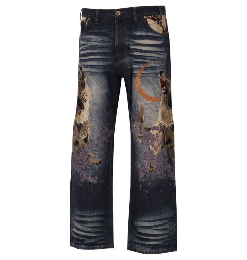 大きいサイズ メンズ 絡繰魂 (カラクリタマシイ) 刺繍デニムパンツ
                        