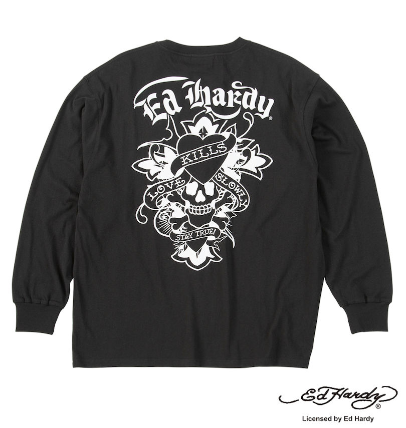 大きいサイズ メンズ Ed Hardy (エドハーディ) 天竺プリント長袖Tシャツ
                        バックスタイル