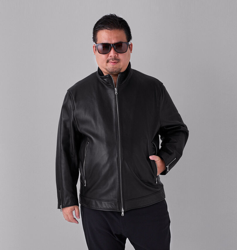 大きいサイズ メンズ TETE HOMME (テットオム) スタンドカラーレザーブルゾン
身長:176.5cm/バスト:118cm/着用サイズ:3L