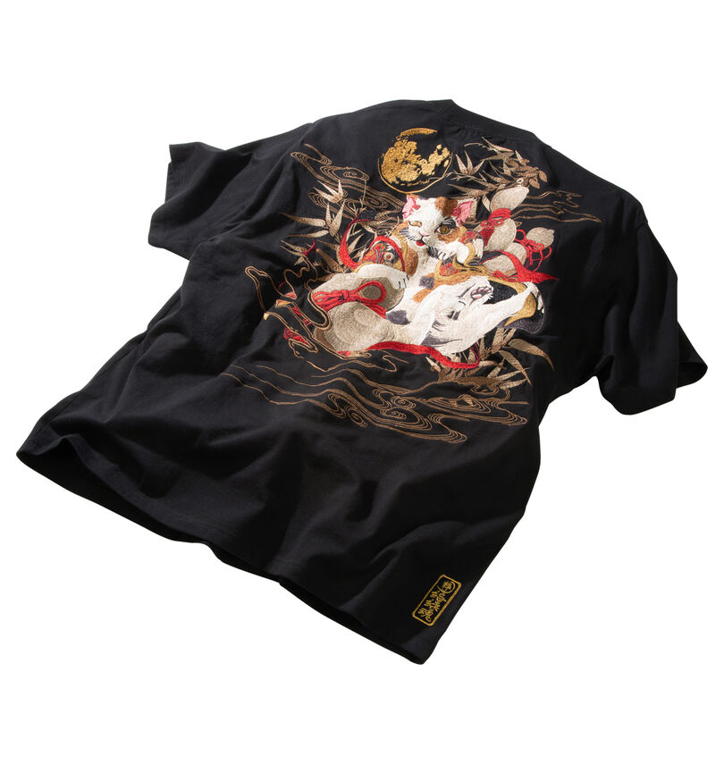 大きいサイズ メンズ 絡繰魂 (カラクリタマシイ) 猫又瓢箪半袖Tシャツ
                        