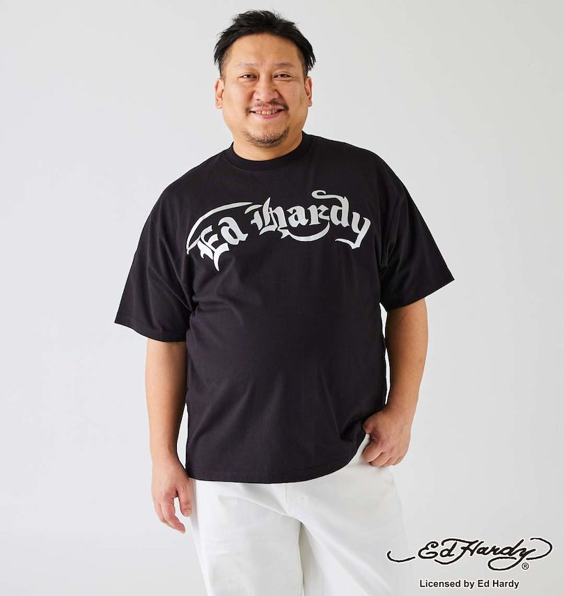 大きいサイズ メンズ Ed Hardy (エドハーディ) 天竺箔プリント半袖Tシャツ
                        