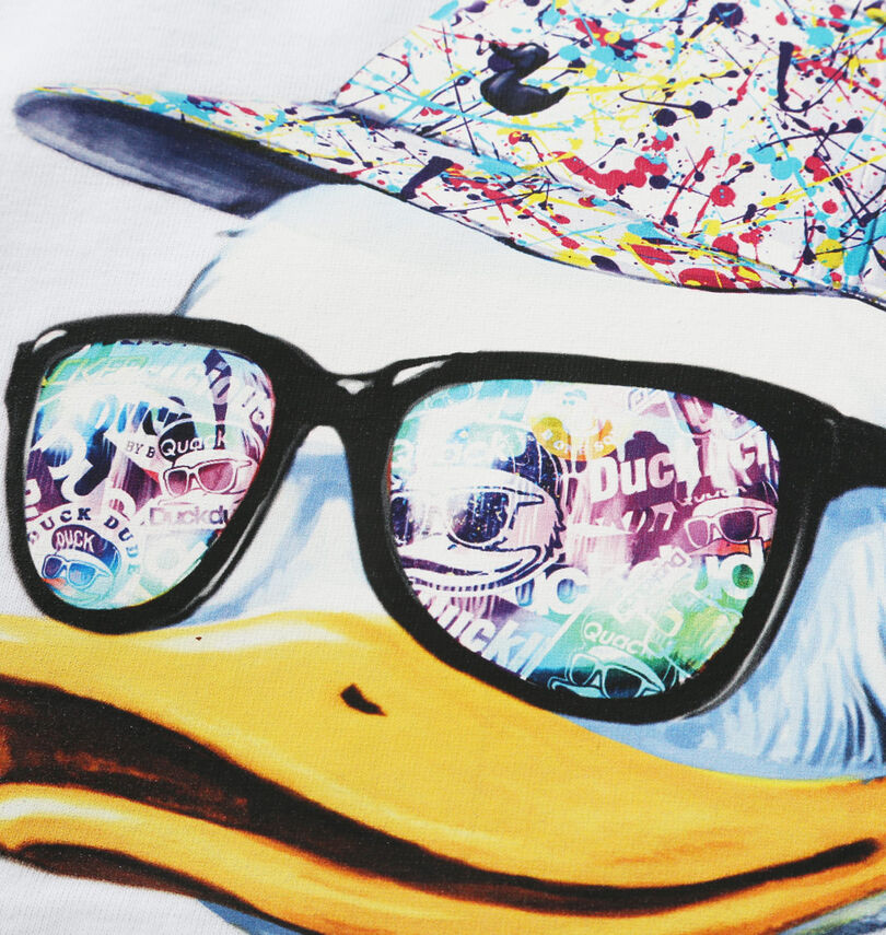 大きいサイズ メンズ b-one-soul (ビーワンソウル) DUCK DUDEフェイスクワック半袖Tシャツ
                        プリント