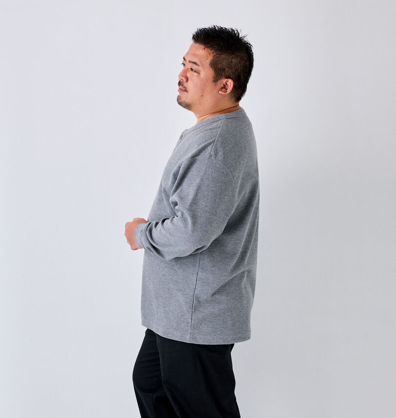 大きいサイズ メンズ Mc.S.P (エムシーエスピー) ワッフルヘンリーネック長袖Tシャツ