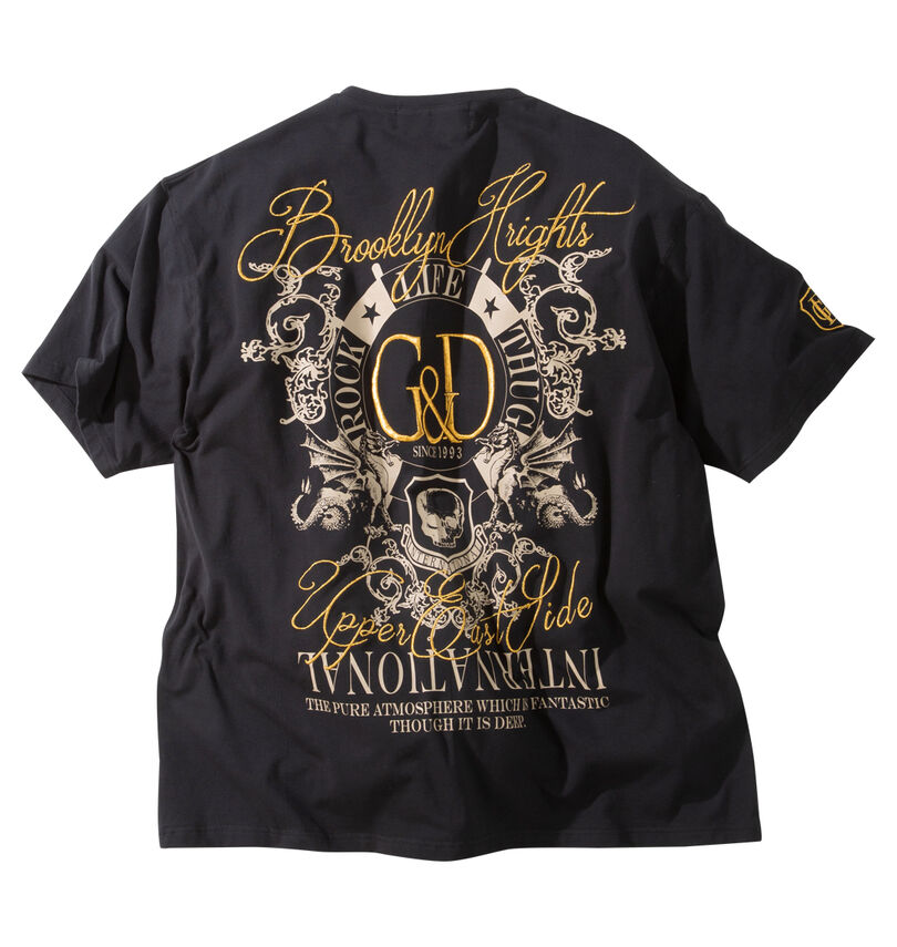 大きいサイズ メンズ GLADIATE (グラディエイト) ベア天竺刺繍&プリント半袖VネックTシャツ
バックスタイル