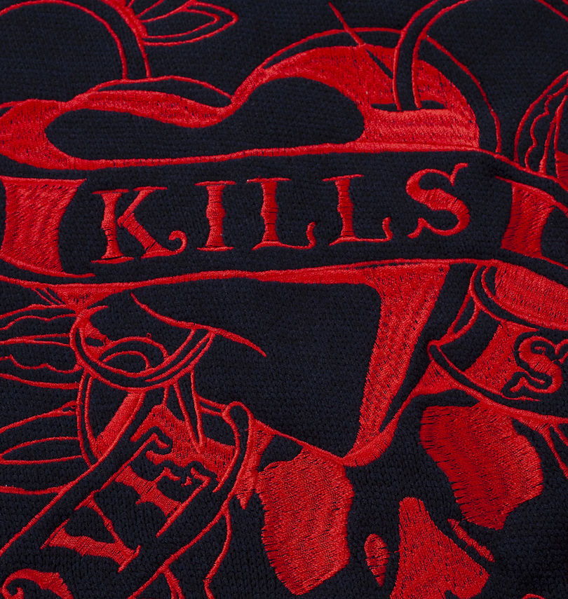 大きいサイズ メンズ Ed Hardy (エドハーディ) ニットフリース刺繍&プリントフルジップパーカー
                        刺繍