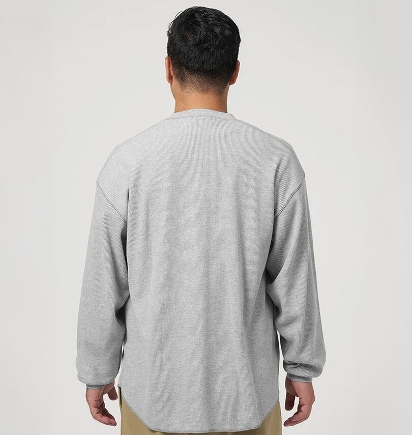大きいサイズ メンズ EL.FO (エルフォ) 無地ワッフル編みヘンリーネック長袖Tシャツ
                        