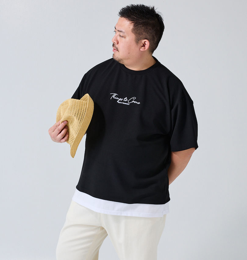 大きいサイズ メンズ launching pad (ランチングパッド) アムンゼンツイル裾フェイクレイヤード半袖Tシャツ
                        