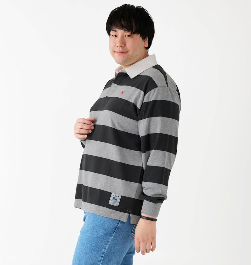 大きいサイズ メンズ POLO BCS (ポロビーシーエス) 均等ボーダー長袖ラガーシャツ