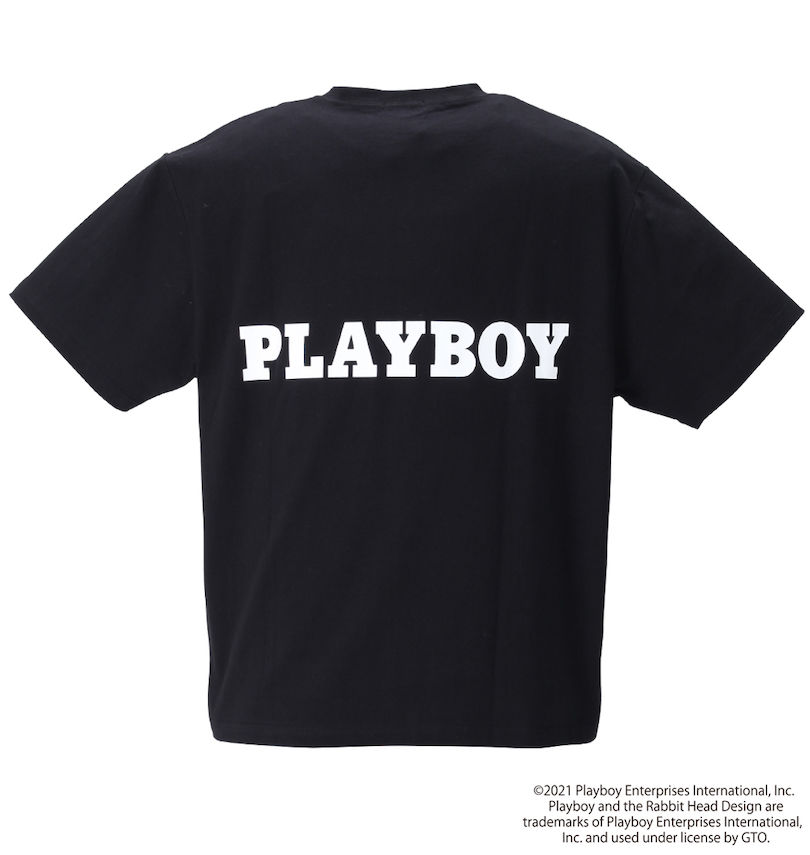 大きいサイズ メンズ PLAYBOY (プレイボーイ) カラー転写シートプリント半袖Tシャツ バックスタイル
