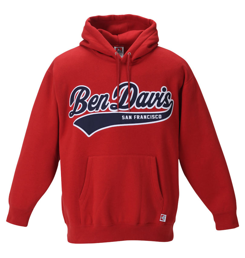 大きいサイズ メンズ BEN DAVIS (ベン デイビス) スタジアムワッペンロゴプルパーカー