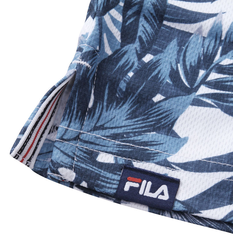 大きいサイズ メンズ FILA GOLF (フィラゴルフ) フリージングスキンボタニカルプリントホリゾンタルカラー半袖シャツ サイドスリット