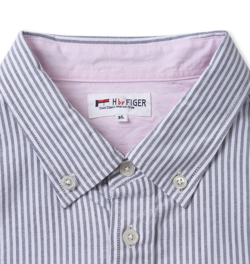 大きいサイズ メンズ H by FIGER (エイチバイフィガー) オックスストライプB.D長袖シャツ
                        ボタンダウン