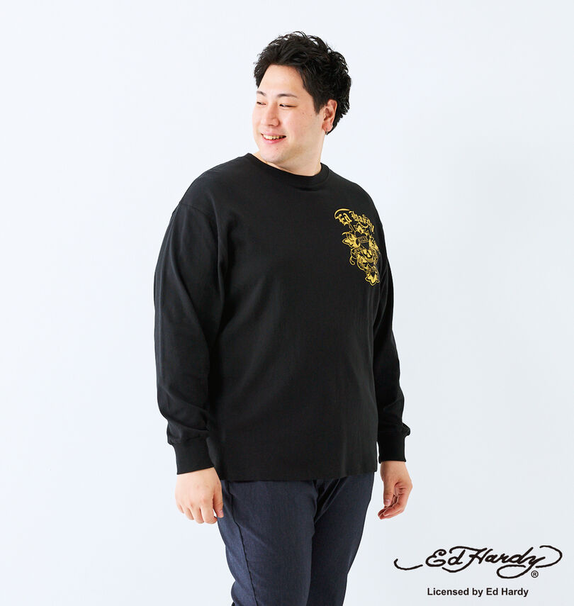 大きいサイズ メンズ Ed Hardy (エドハーディ) 天竺プリント長袖Tシャツ
                        