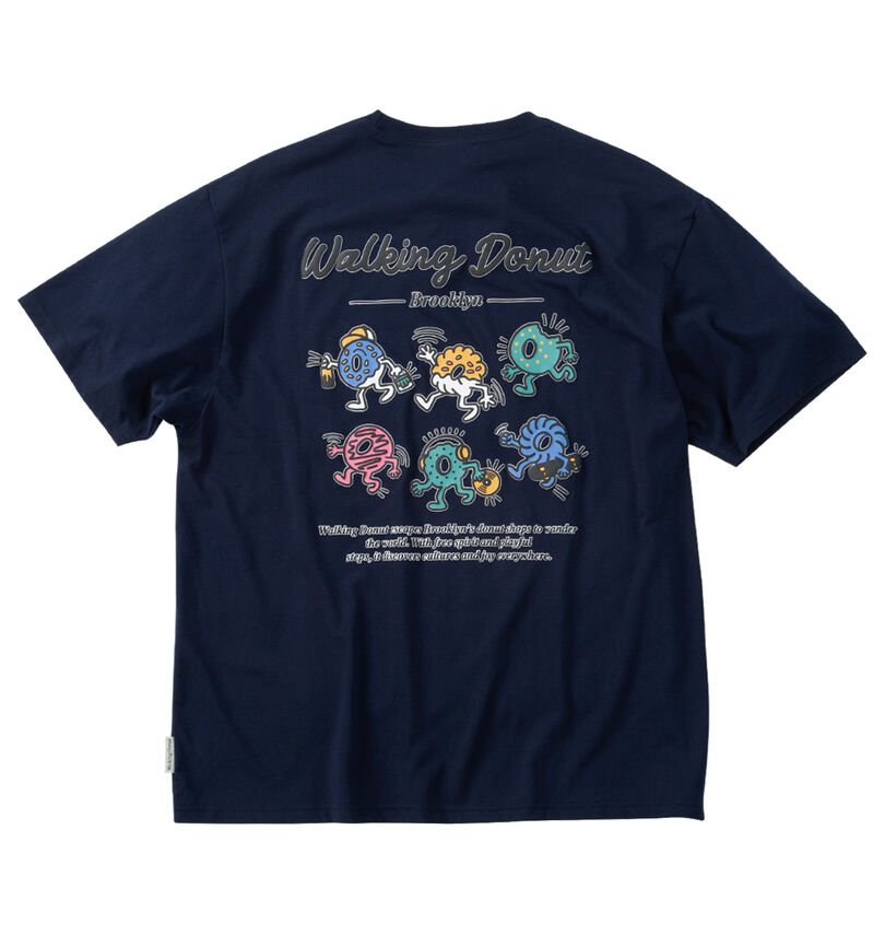 大きいサイズ メンズ Walking Donut (ウォーキングドーナツ) T/C天竺刺繍発泡プリント半袖Tシャツ
バックスタイル