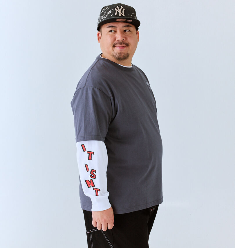 大きいサイズ メンズ (What it isNt) (ワットイットイズント) 半袖T×長袖TレイヤードTシャツ