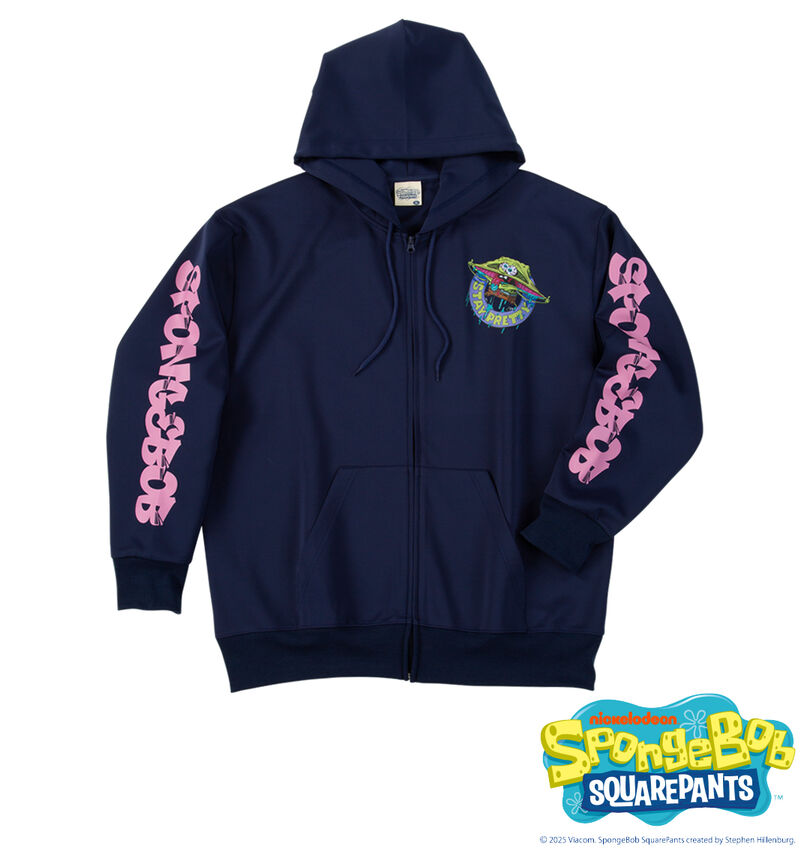 大きいサイズ メンズ SPONGEBOB (スポンジ・ボブ) ダンボールニットプリントフルジップパーカー
                        