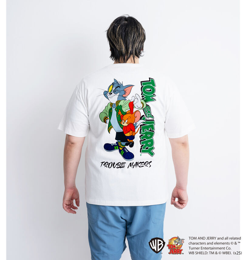 大きいサイズ メンズ TOM and JERRY (トムアンドジェリー) 天竺プリントポケット付半袖Tシャツ
                        身長：182cm/バスト：123cm/着用サイズ：3L