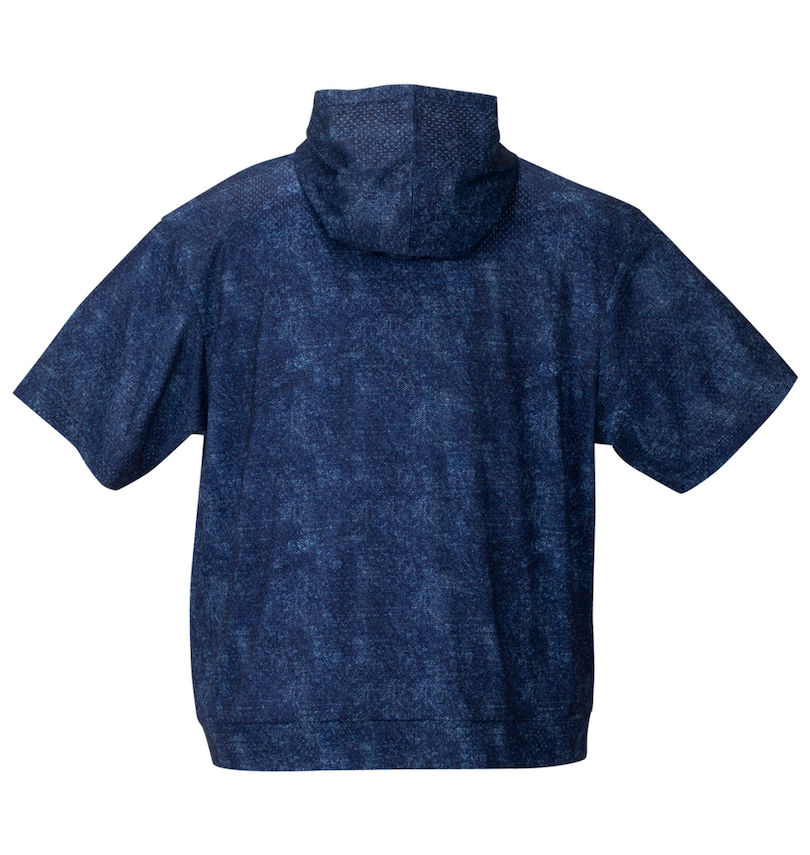 大きいサイズ メンズ COLLINS (コリンズ) メッシュデニム風プリント半袖フルジップパーカー+半袖Tシャツ バックスタイル