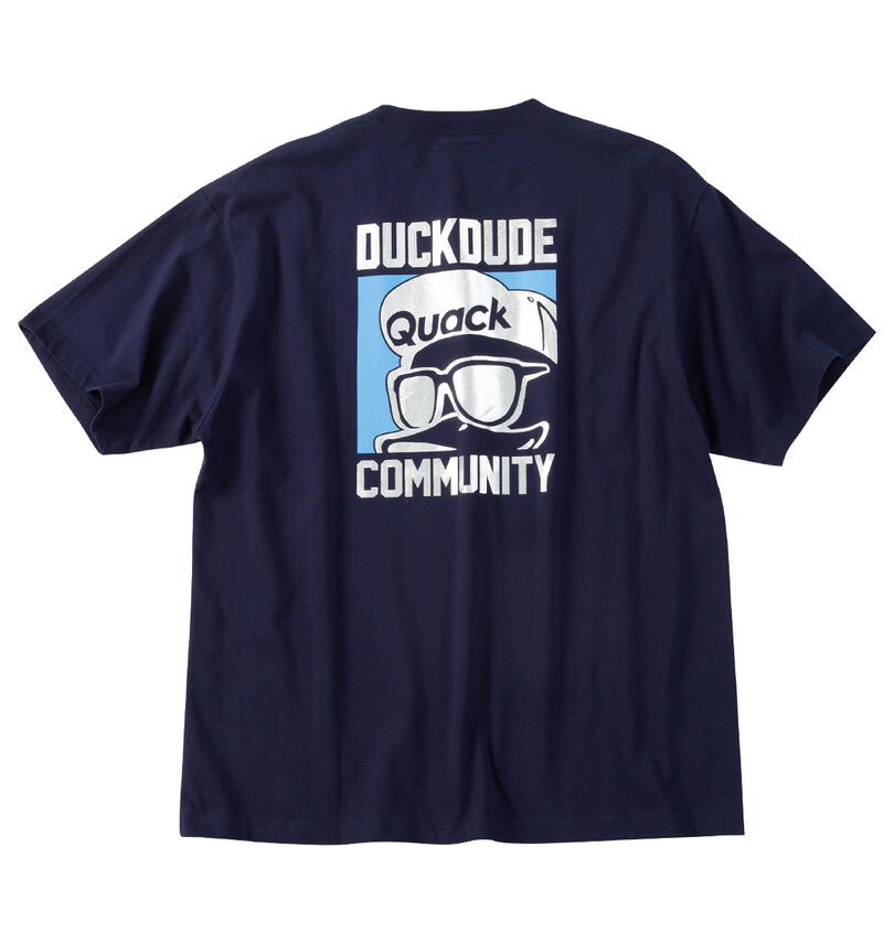 大きいサイズ メンズ b-one-soul (ビーワンソウル) DUCK DUDEシルバープリント半袖Tシャツ
バックスタイル