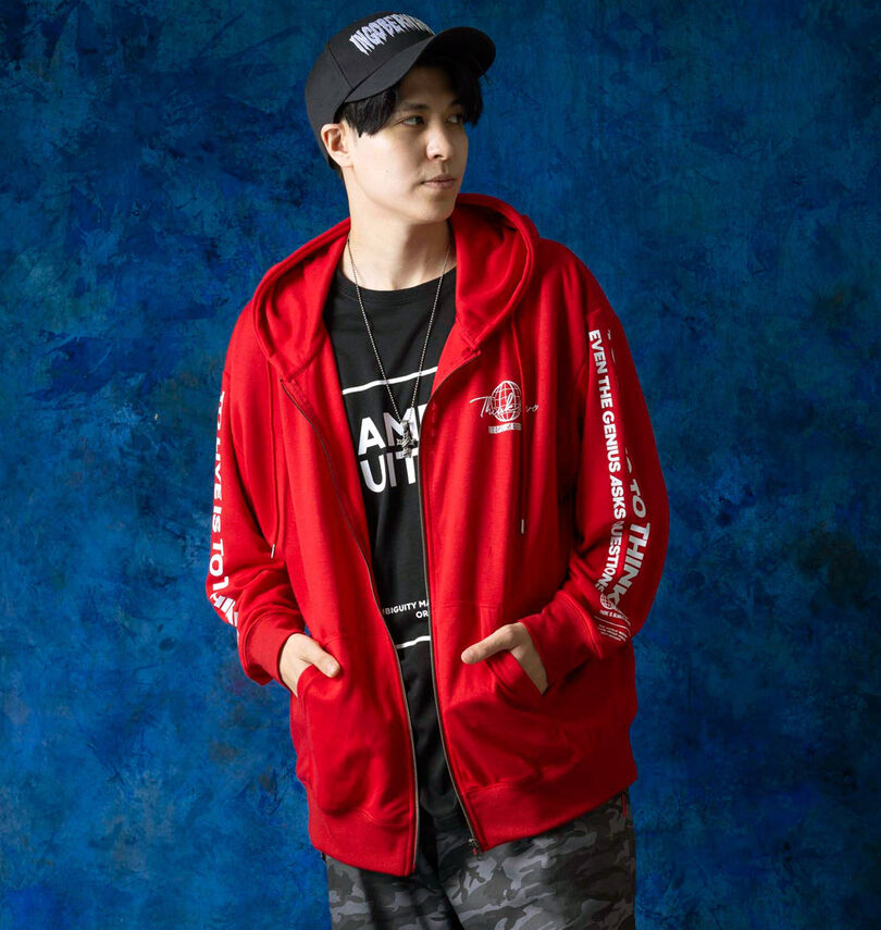 大きいサイズ メンズ BEAUMERE (ボウメール) ダンボール4面プリントフルジップパーカー+半袖Tシャツ