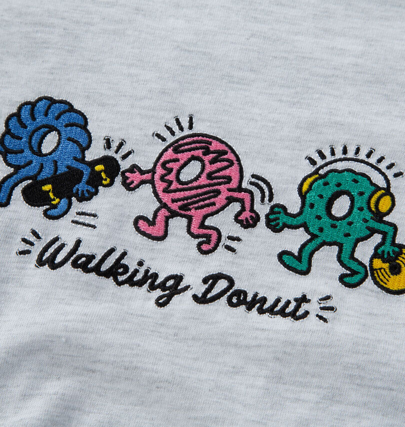 大きいサイズ メンズ Walking Donut (ウォーキングドーナツ) T/C天竺刺繍発泡プリント半袖Tシャツ
                        刺繍