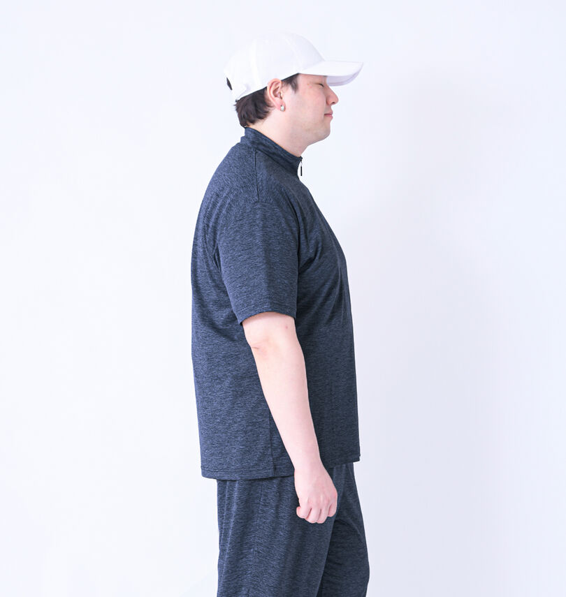 大きいサイズ メンズ Phiten (ファイテン) DRYカチオン天竺ハーフジップ半袖シャツ
                        