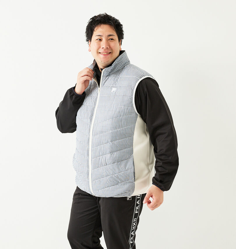 大きいサイズ メンズ FILA GOLF (フィラゴルフ) 千鳥柄ハイブリッドダウンベスト
身長:182cm/バスト:123cm/着用サイズ:3L