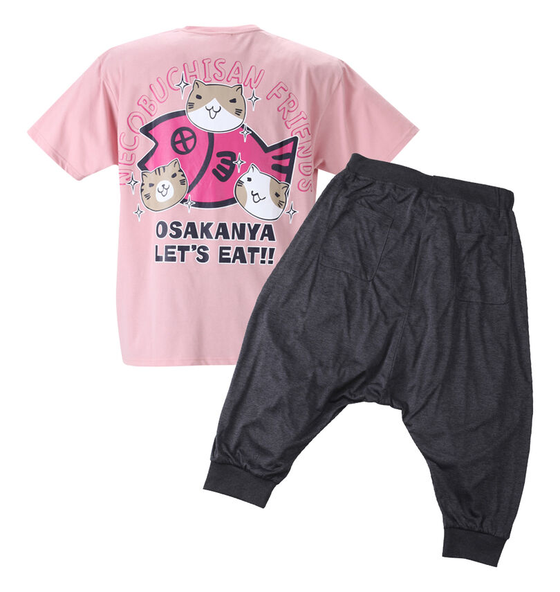 大きいサイズ メンズ NECOBUCHI-SAN (ネコブチサン) 天竺半袖Tシャツ+カチオン七分丈サルエルパンツ
バックスタイル