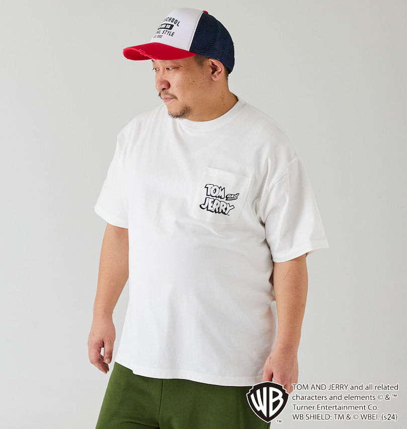 大きいサイズ メンズ TOM and JERRY (トムアンドジェリー) 天竺プリントポケット付半袖Tシャツ 