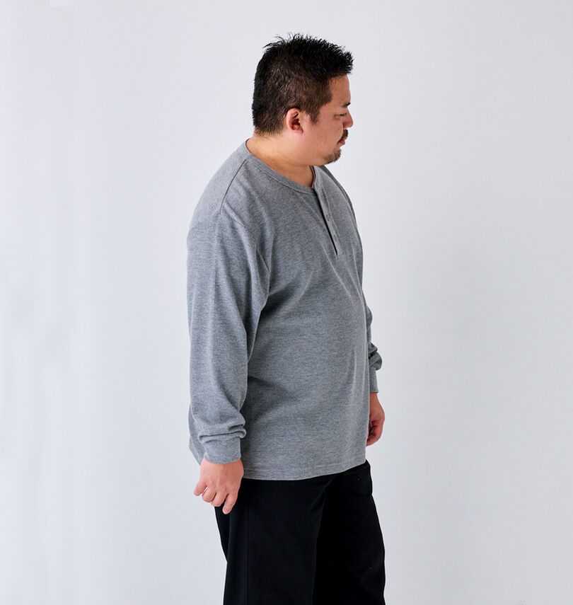 大きいサイズ メンズ Mc.S.P (エムシーエスピー) ワッフルヘンリーネック長袖Tシャツ