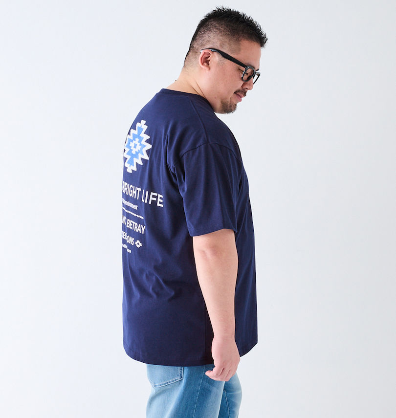 大きいサイズ メンズ BEAUMERE (ボウメール) T/C天竺ラバープリント+サガラ刺繍半袖Tシャツ
                        