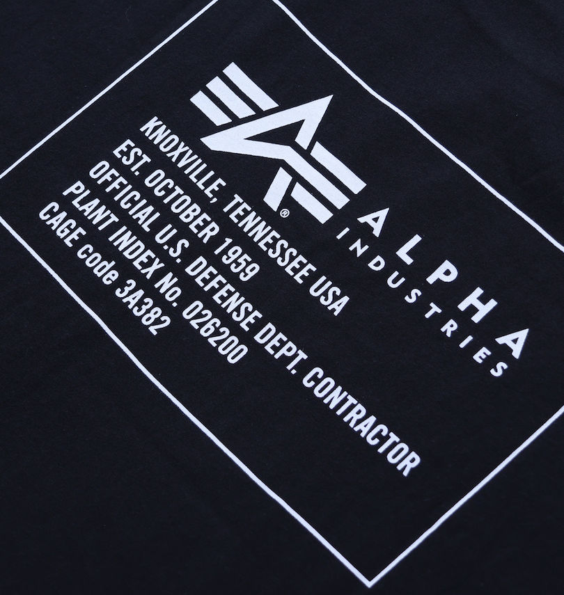 大きいサイズ メンズ ALPHA INDUSTRIES (アルファ インダストリーズ) MILSPEC BOXプリント半袖Tシャツ プリント拡大