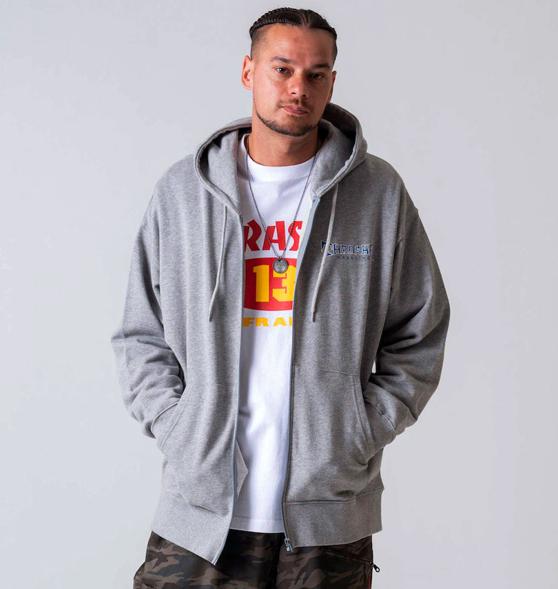 大きいサイズ メンズ THRASHER (スラッシャー) Gonz Thumbsフルジップパーカー